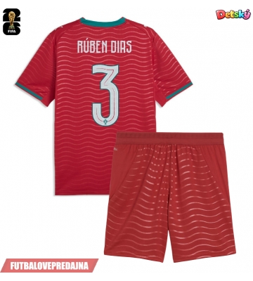 Lacne Dětský Futbalové dres Portugalsko Ruben Dias #3 MS 2026 Krátky Rukáv - Domáci (+ trenírky)